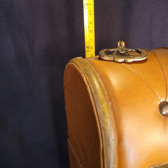 Vintage Tufted Wine Box with Bronze Hardware - Picture 9 of 10